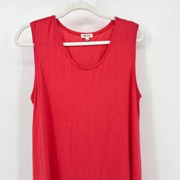 ANA Couture Top L Coral Womens Asymmetrical Sleeveless‎ Pullover Size Large - Picture 3 of 7